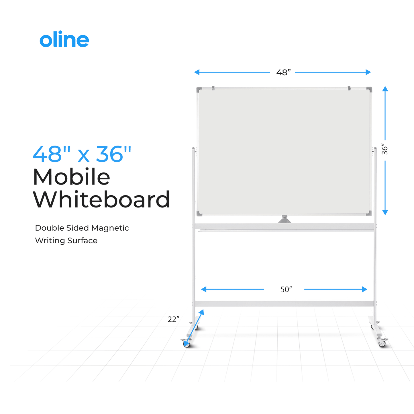 Mobile Whiteboard - 48"x36" - Oline